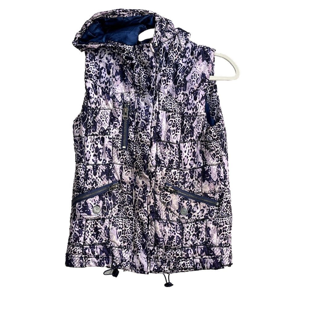 ROPER Vest‎ Jacket Women, WEAR the WEST, Small Sleeveless, Hood, Purple Cheetah